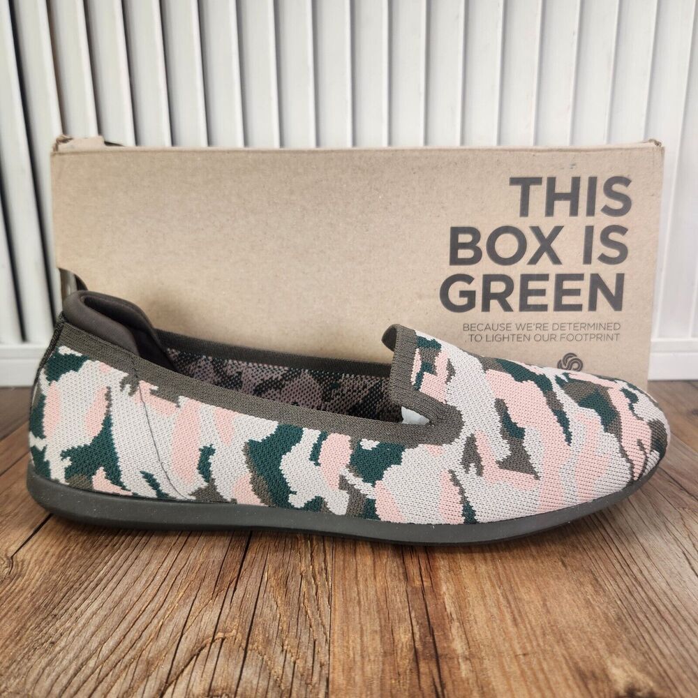 Clarks Cloudsteppers Carly Dream Women 8.5 W Pink Combi Camo Slip-On Flats Shoes